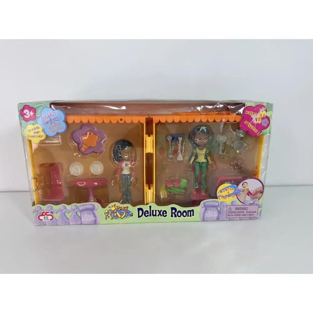 ES Toys Bendi Friend’s Deluxe Room Bendi African American Dolls Plus Furniture